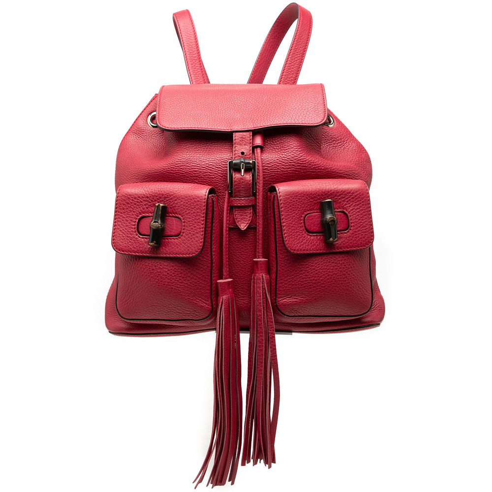 Pre-Loved Gucci Large Calfskin Bamboo Tassel Drawstring Backpack
